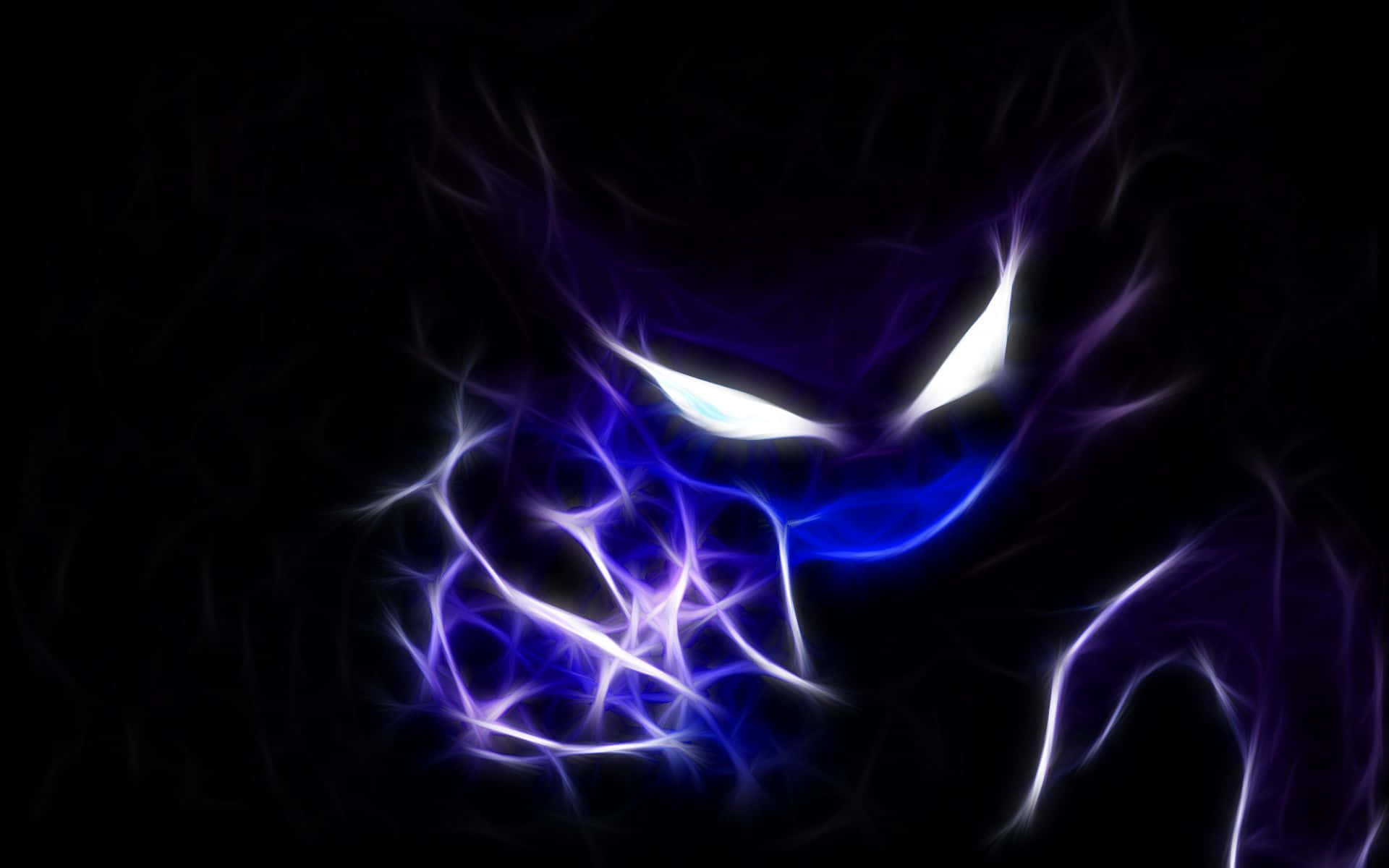 Pokemon Black, glowing face, sharp white eyes, Full HD Desktop Wallpaper