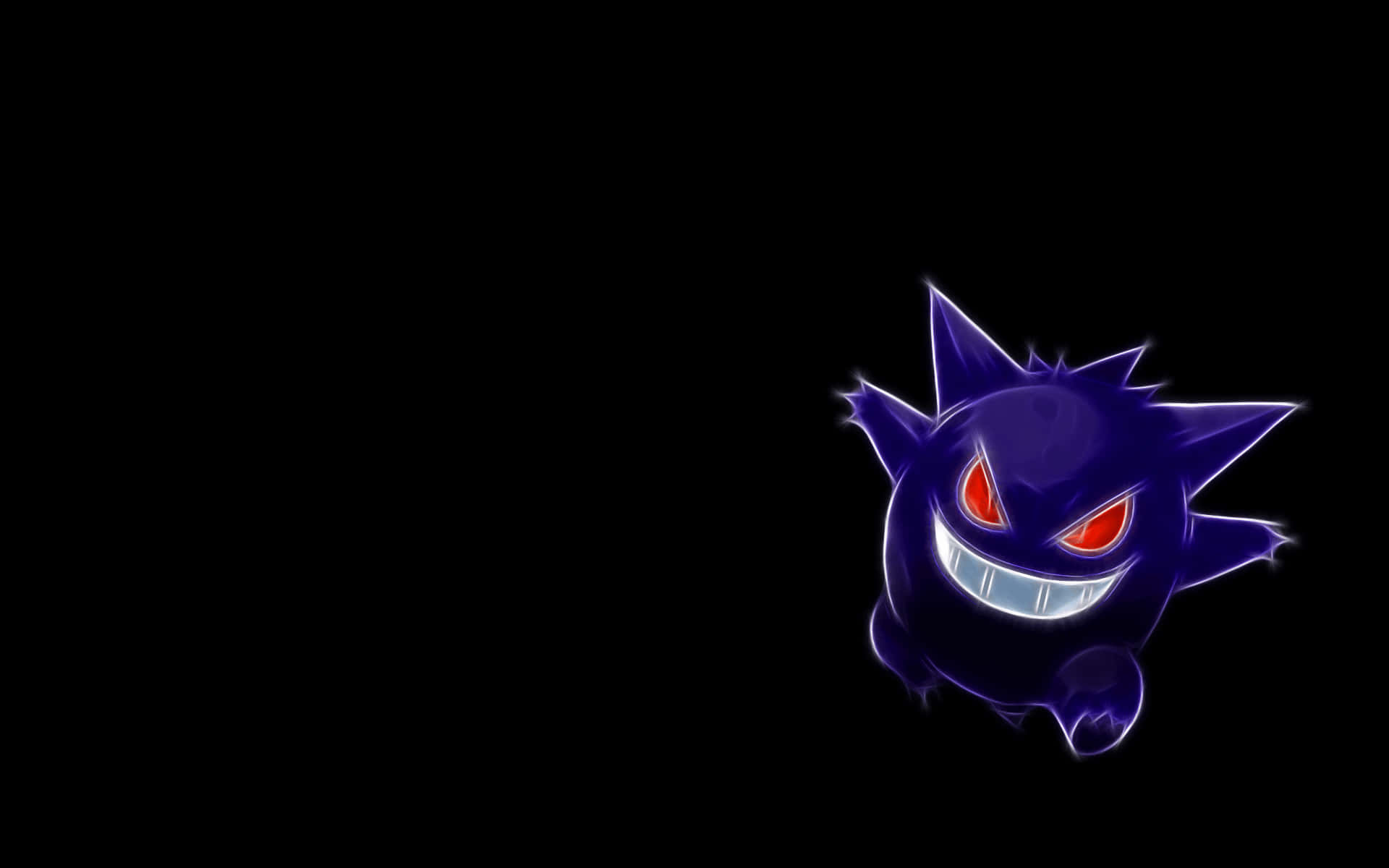 Pokemon Black, purple ghost Pokémon, glowing red eyes, Full HD Desktop Wallpaper