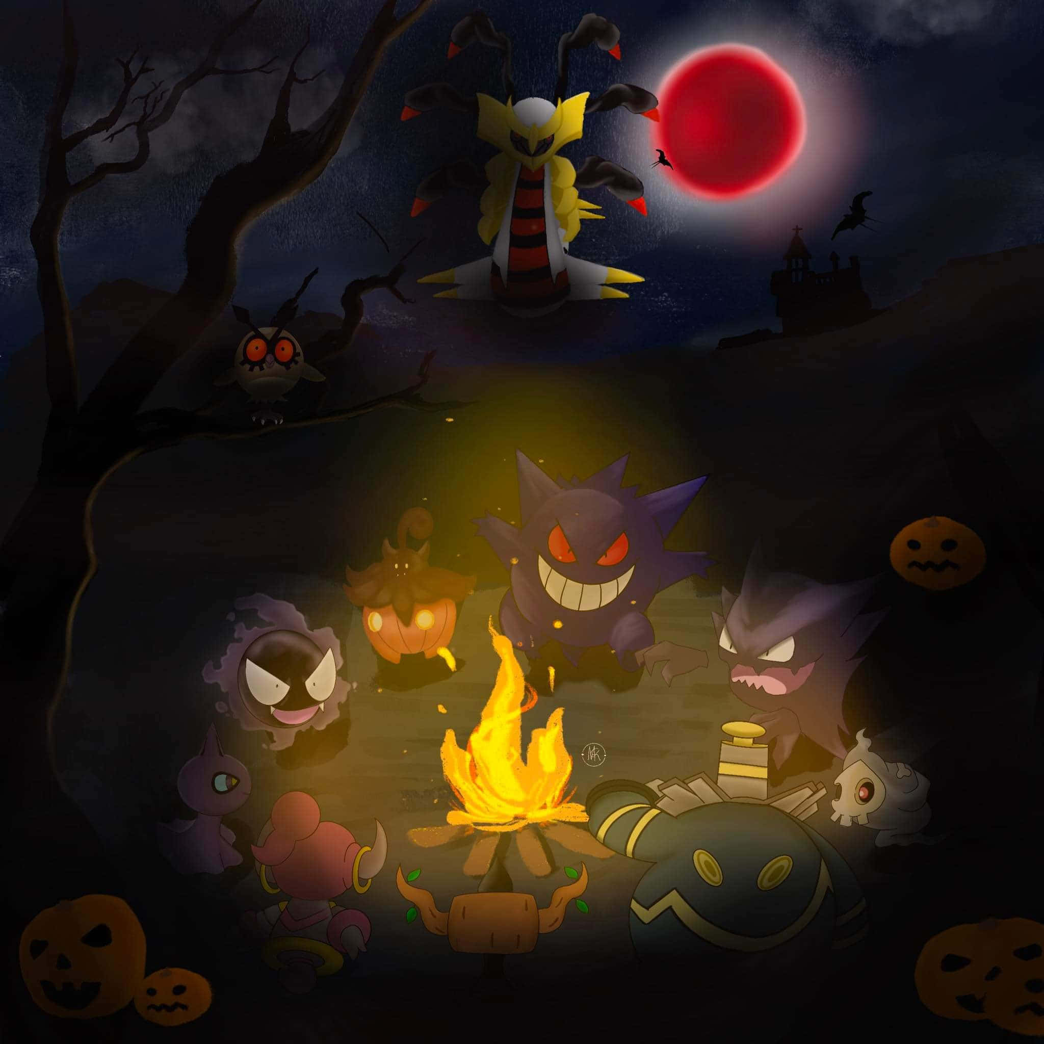 Pokemon, Halloween, campfire, Full HD Desktop Wallpaper