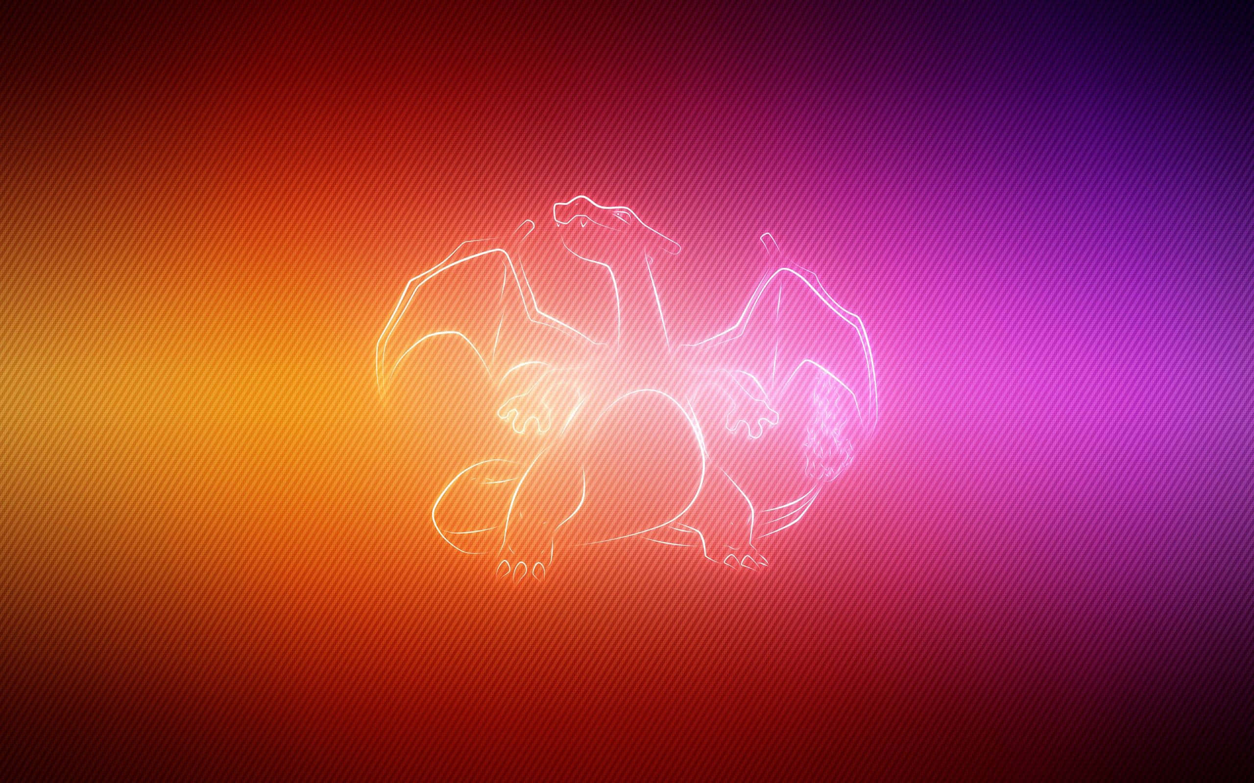 Charizard, Pokemon, glowing white line art silhouette, 2K Desktop Wallpaper