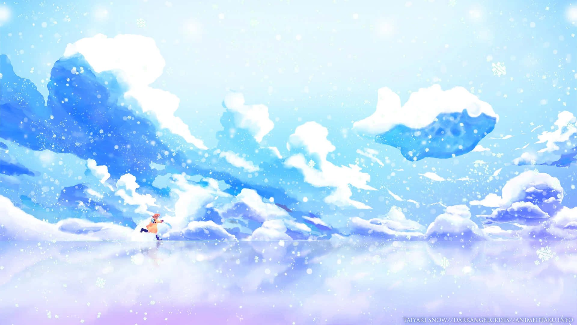 Pokemon Christmas, tiny figure, snowy cloud landscape, Full HD Desktop Wallpaper