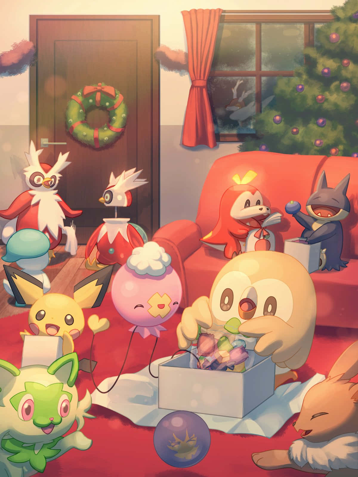 Pokemon Christmas, Christmas tree, presents, HD Phone Wallpaper