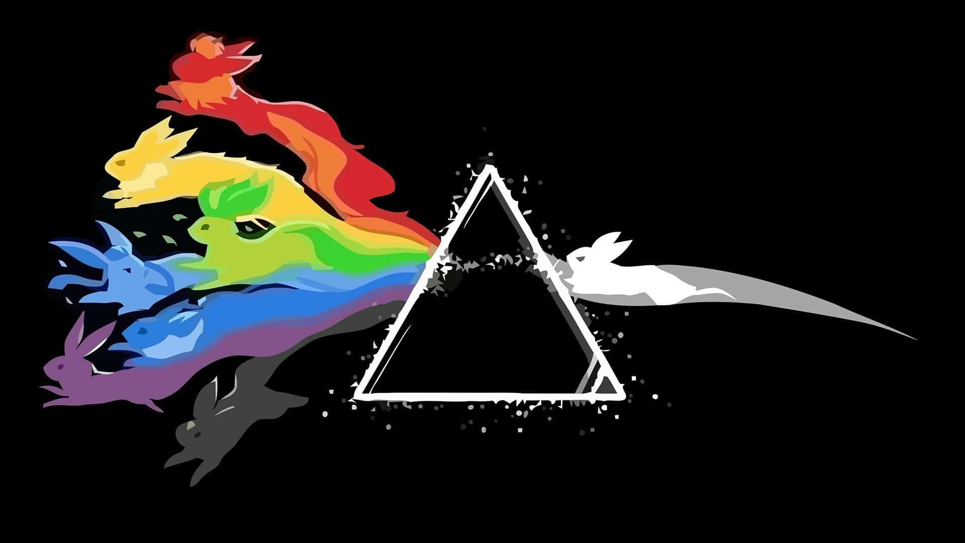 Colorful Pokemon Eeveelutions Artwork, rainbow gradient, rabbits, Full HD Desktop Wallpaper