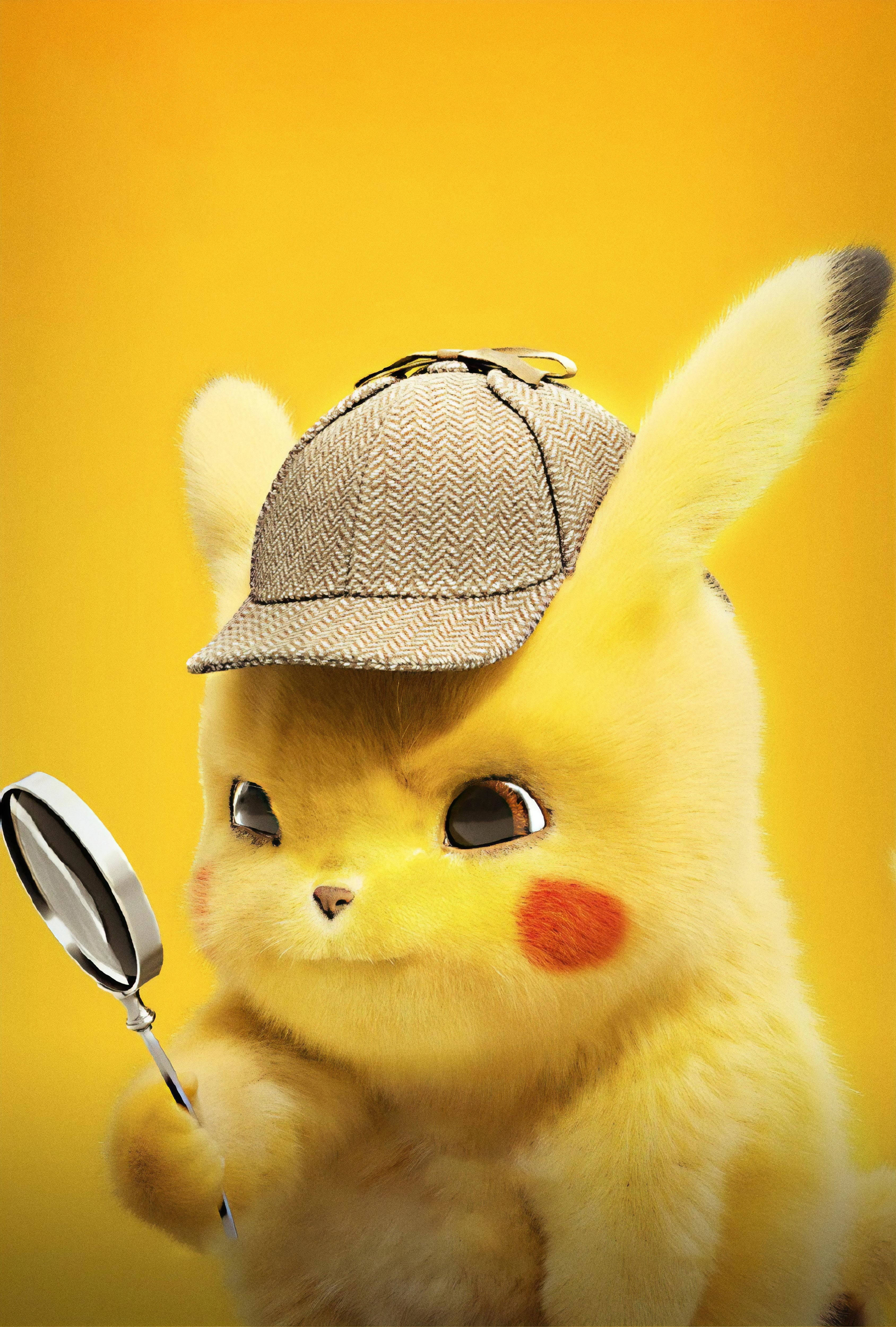 Pokemon Detective Pikachu, Pikachu, detective hat, 4K Phone Wallpaper