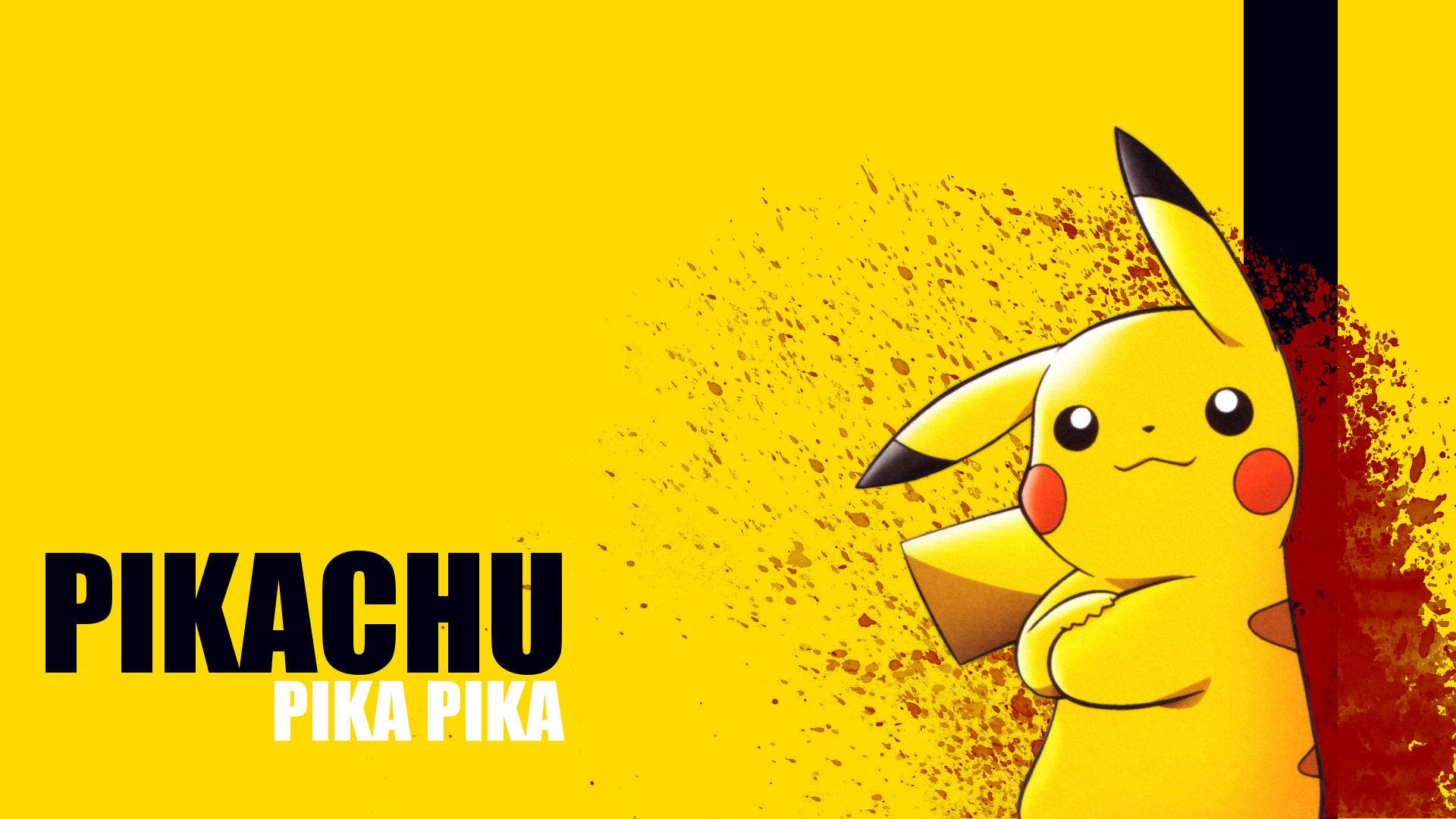 Pikachu, 3D Original Pokémon, red and black vertical stripe, Full HD Desktop Wallpaper