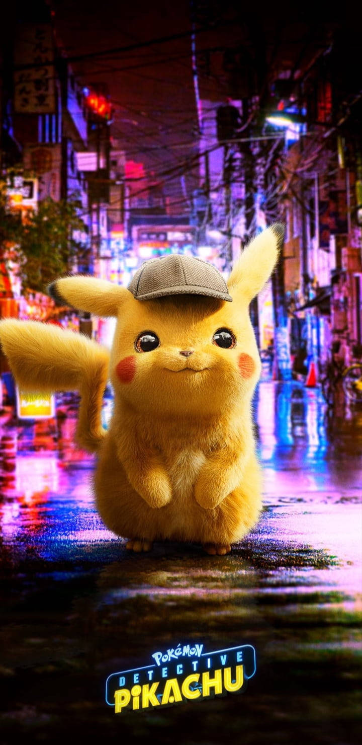 Pokemon Detective Pikachu, neon-drenched, rainy Tokyo alleyway, HD Phone Wallpaper