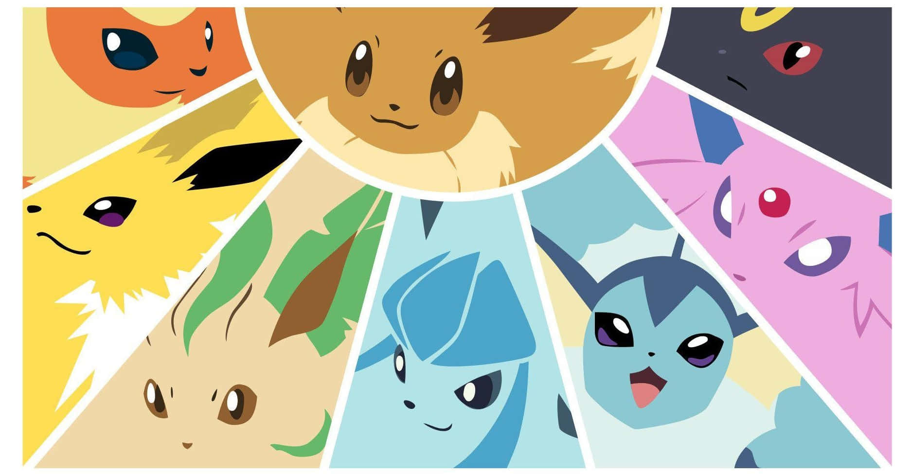 Pokemon Eevee, vector evolutions, rays, HD Desktop Wallpaper