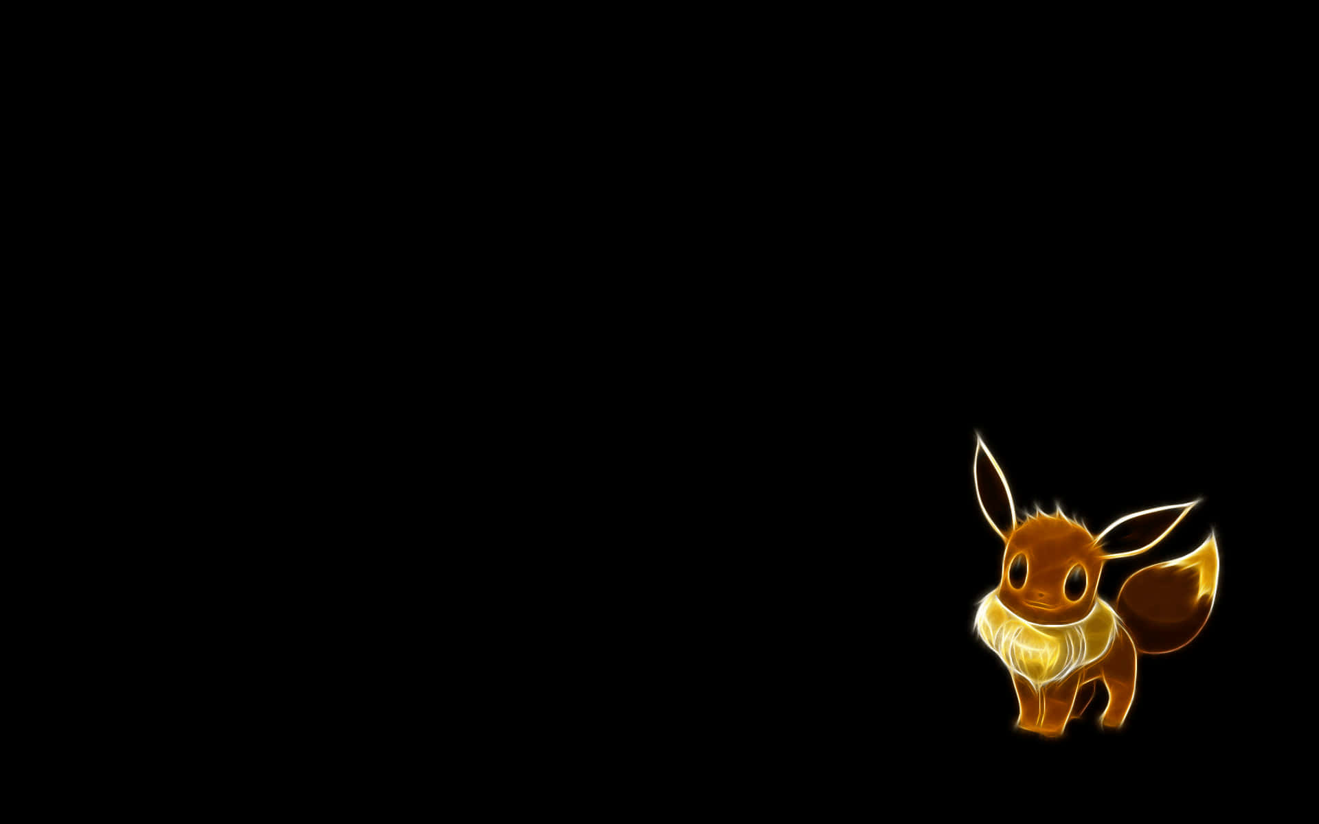 Pokemon Eevee, glowing golden Eevee, stark black background, Full HD Desktop Wallpaper