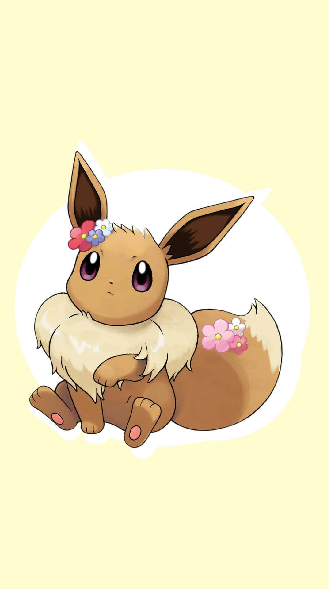 Pokemon Eevee, Eevee, pink flowers, Full HD Phone Wallpaper