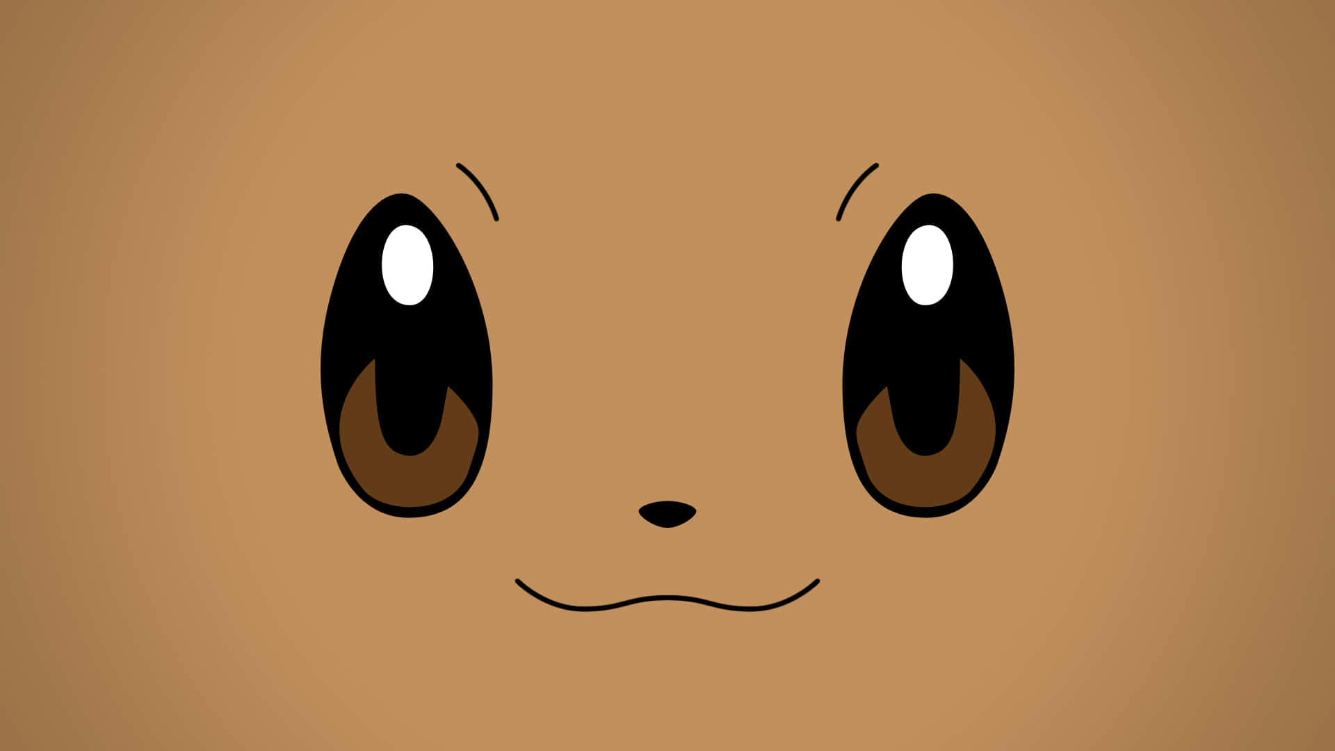 Pokemon Eevee, minimalist cartoon face, large expressive eyes, Full HD Desktop Wallpaper