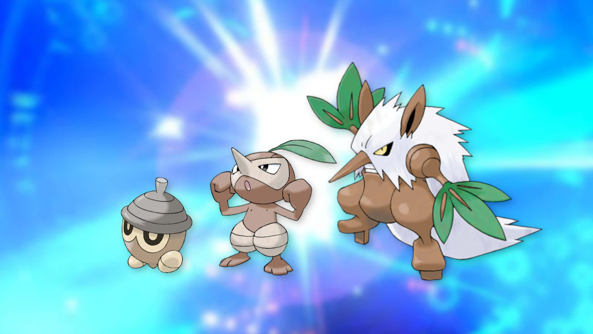 Pokemon, acorn family, glowing blue burst of light, Full HD Desktop Wallpaper