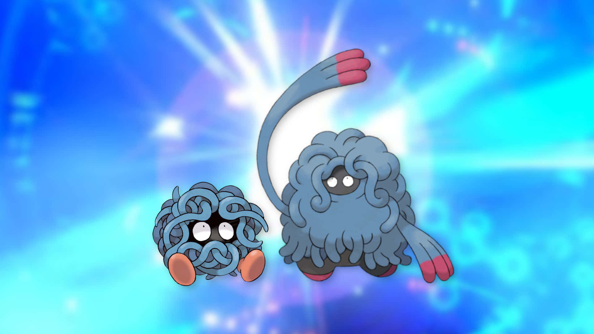 Pokemon Evolution, fluffy blue Pokémon, red feet, Full HD Desktop Wallpaper