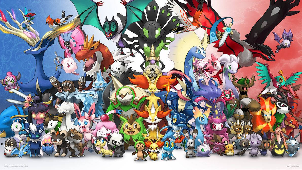 Pokemon, anime-style, colorful Pokémon characters, SD Desktop Wallpaper