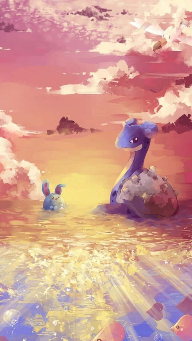 Pokemon Fan Art, 640 x 1136 wallpaper, glowing golden water, SD Phone Wallpaper