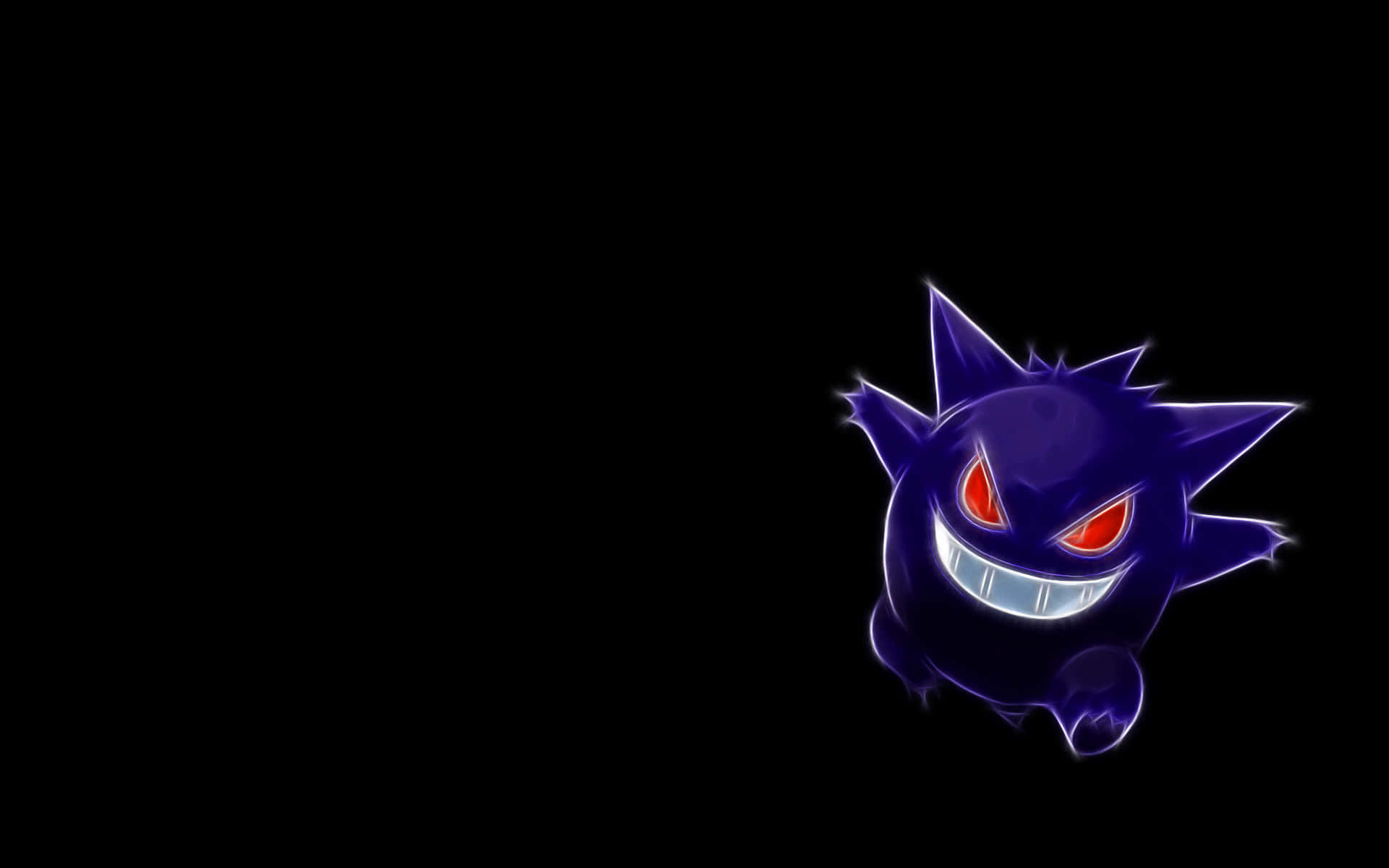 Pokemon Characters, purple ghost Pokémon, glowing red eyes, Full HD Desktop Wallpaper