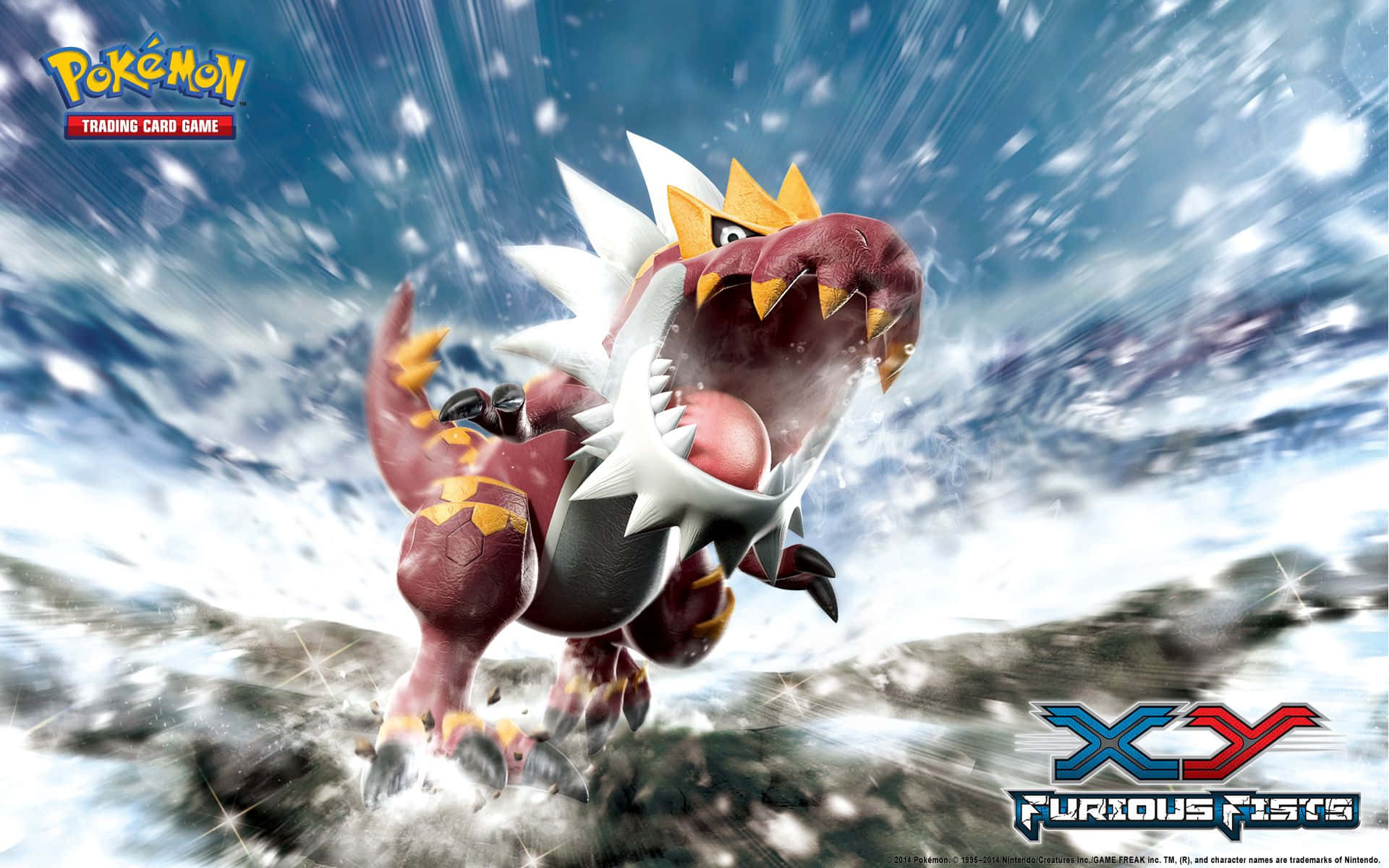 Pokemon X Y, dinosaur-like Pokemon, blue sky, Full HD Desktop Wallpaper