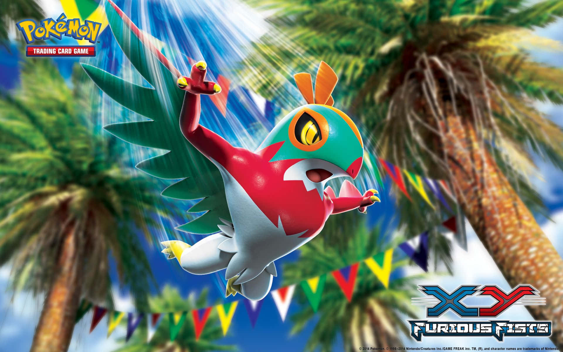 Pokemon X Y, animated bird Pokémon, tropical paradise, Full HD Desktop Wallpaper