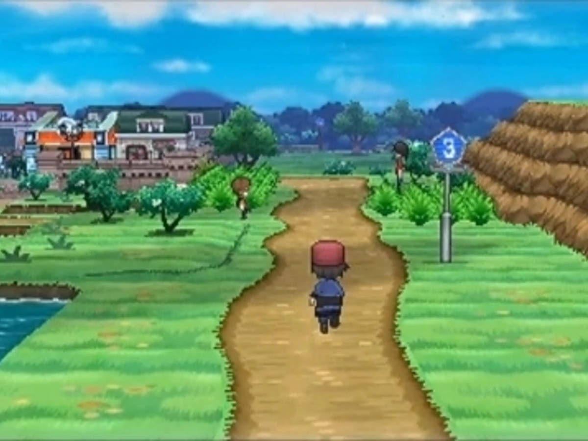 Pokemon Landscape, twilight, pixel-art trainer, SD Desktop Wallpaper