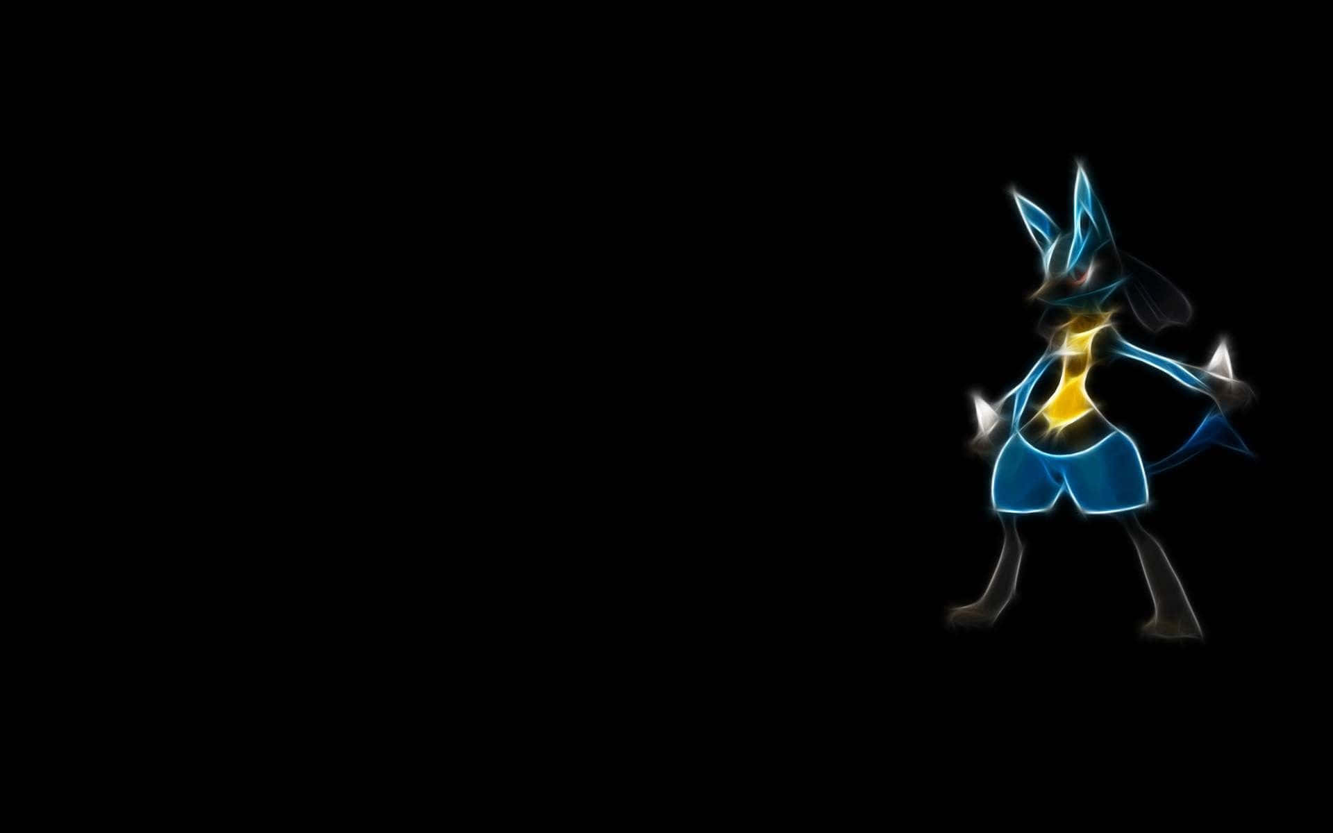 Pokemon Lucario, blue outline, black background, Full HD Desktop Wallpaper
