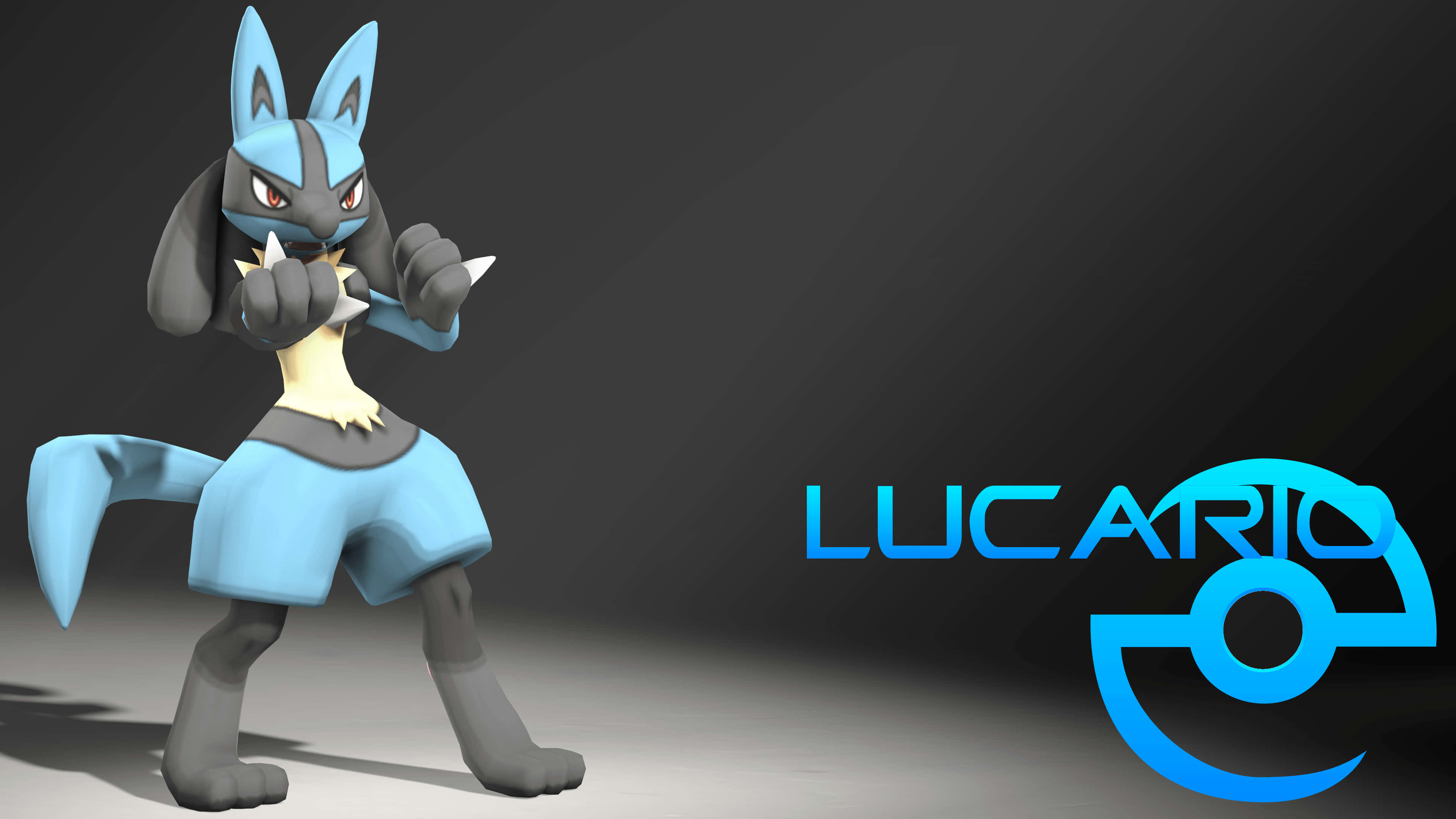 Pokemon Lucario, 3D Design, blue and gray, 4K Desktop Wallpaper