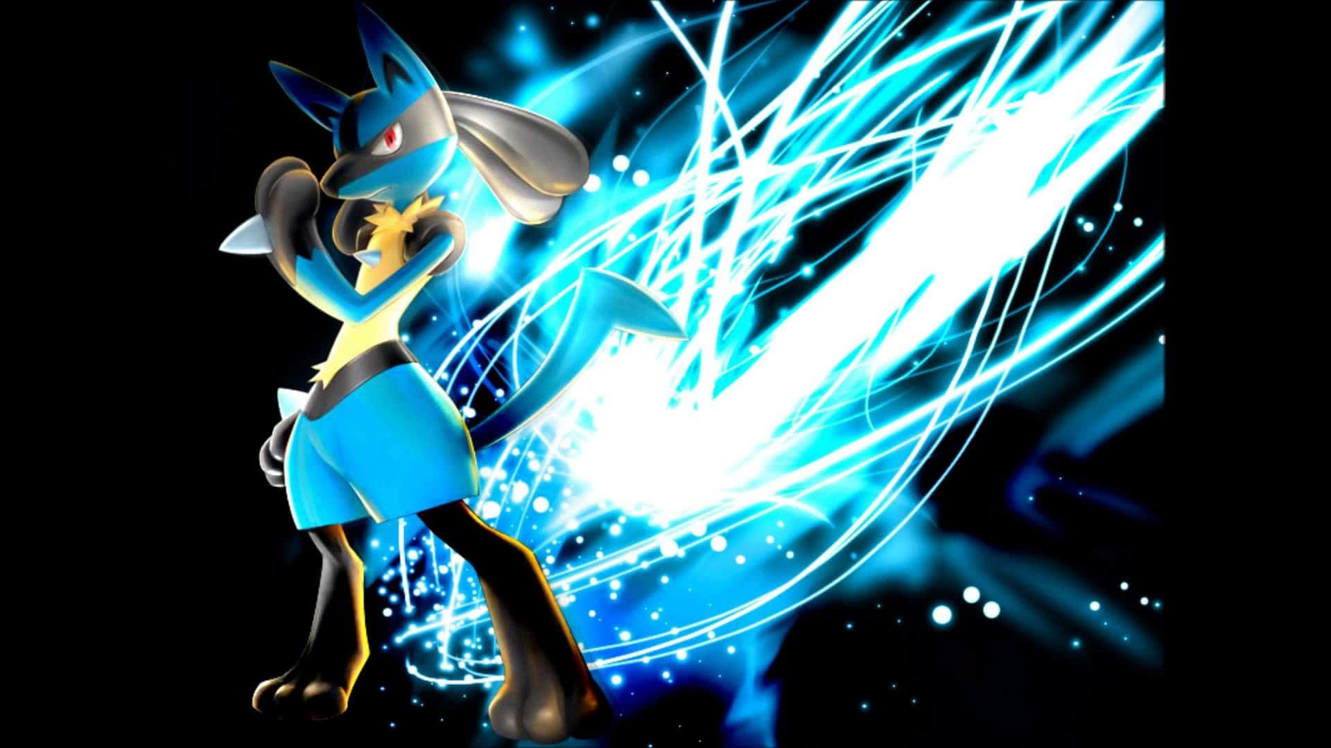 Pokemon Lucario, blue and black, glowing blue energy streaks, Full HD Desktop Wallpaper