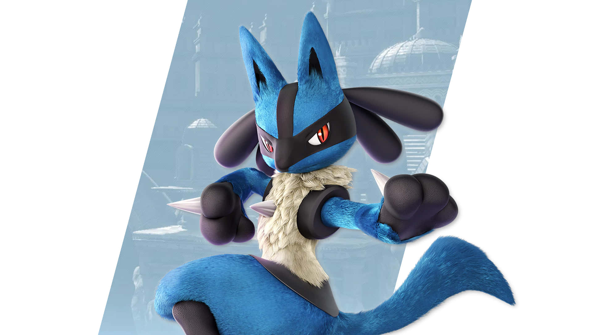 Pokemon Lucario, blue and black, glowing red eyes, Full HD Desktop Wallpaper