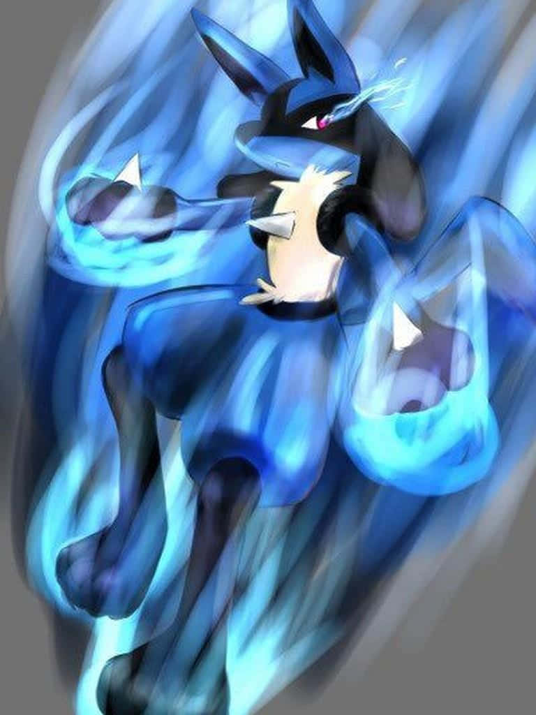 Pokemon Lucario, blue aura, anime-style, SD Phone Wallpaper