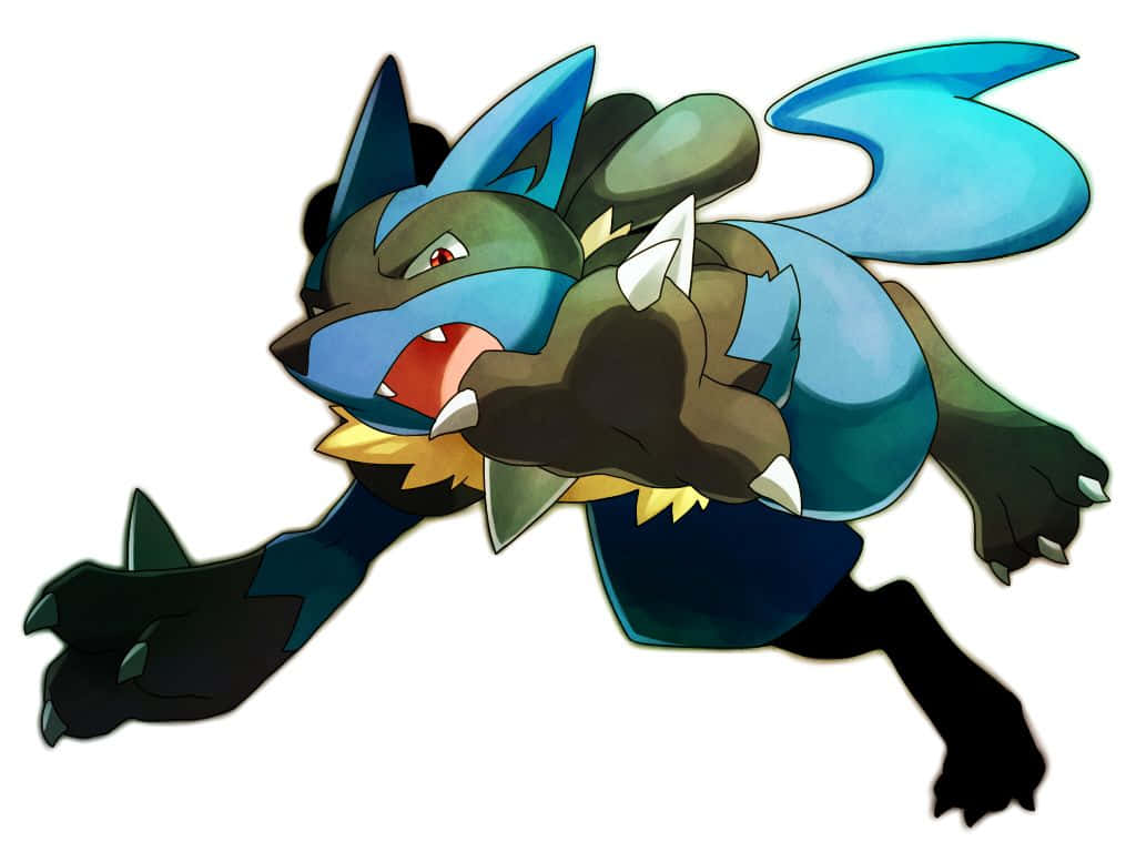 Pokemon Lucario, blue and green, wolf-like, SD Desktop Wallpaper