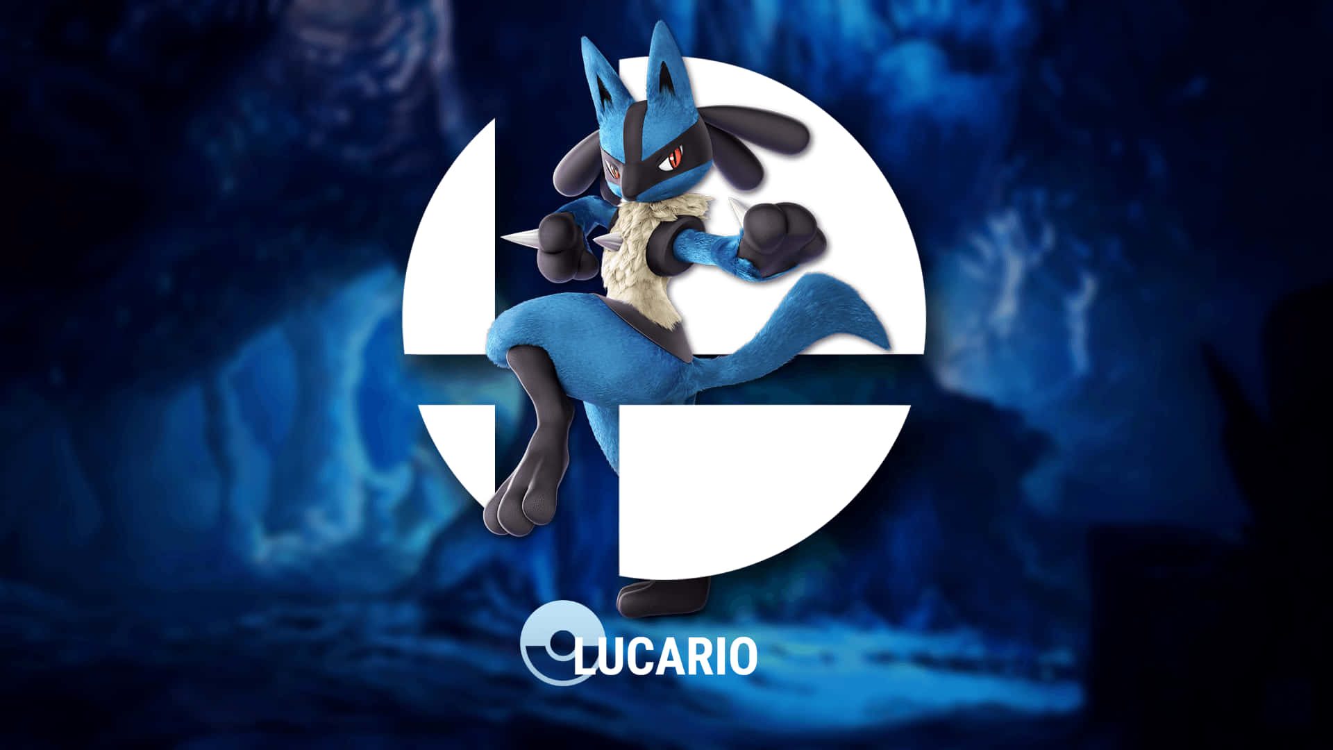 Pokemon Lucario, blue and black Lucario, white Poké Ball logo, Full HD Desktop Wallpaper