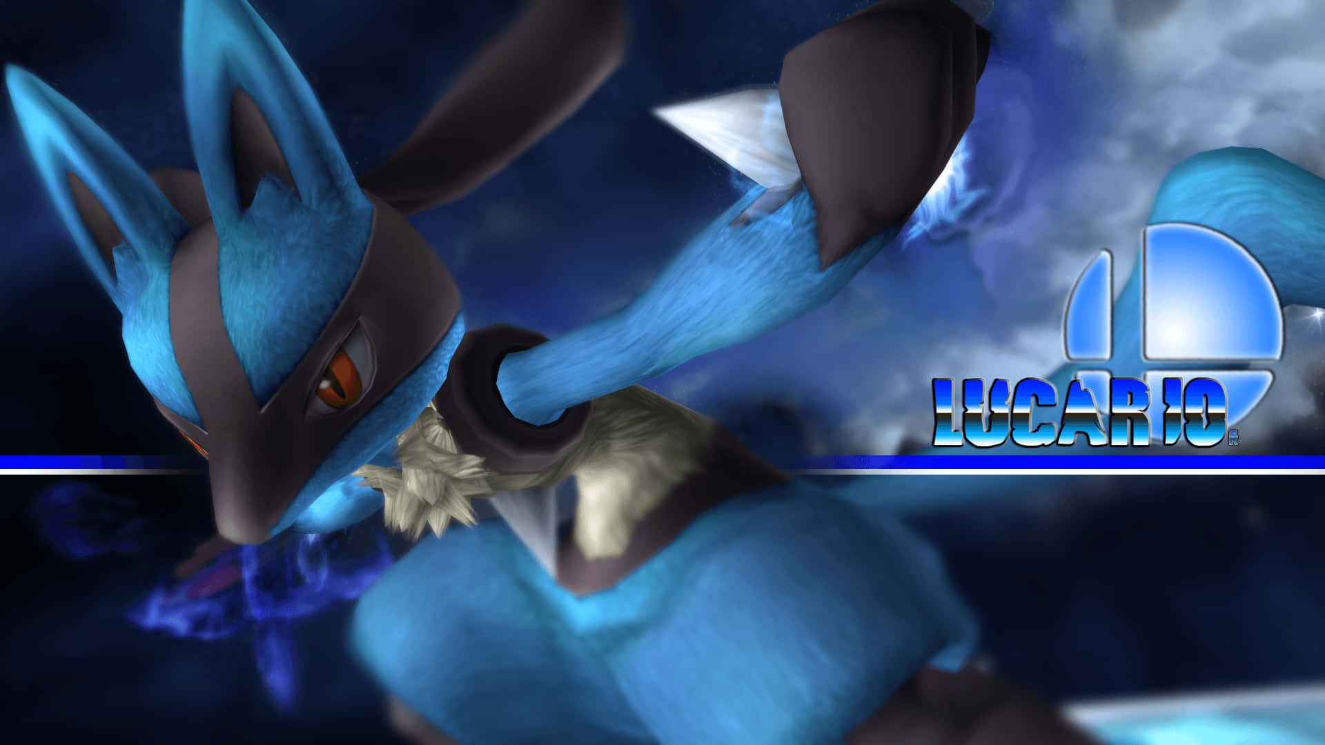 Pokemon Lucario, gradient blue, mid-punch, Full HD Desktop Wallpaper