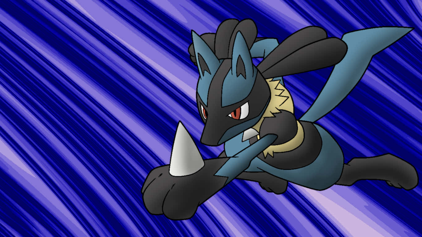 Pokemon Lucario, blue and purple stripes, sleek blue and black, HD Desktop Wallpaper