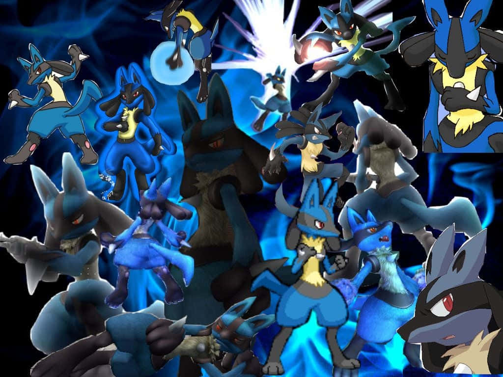 Pokemon Lucario, blue and black, cosmic background, SD Desktop Wallpaper