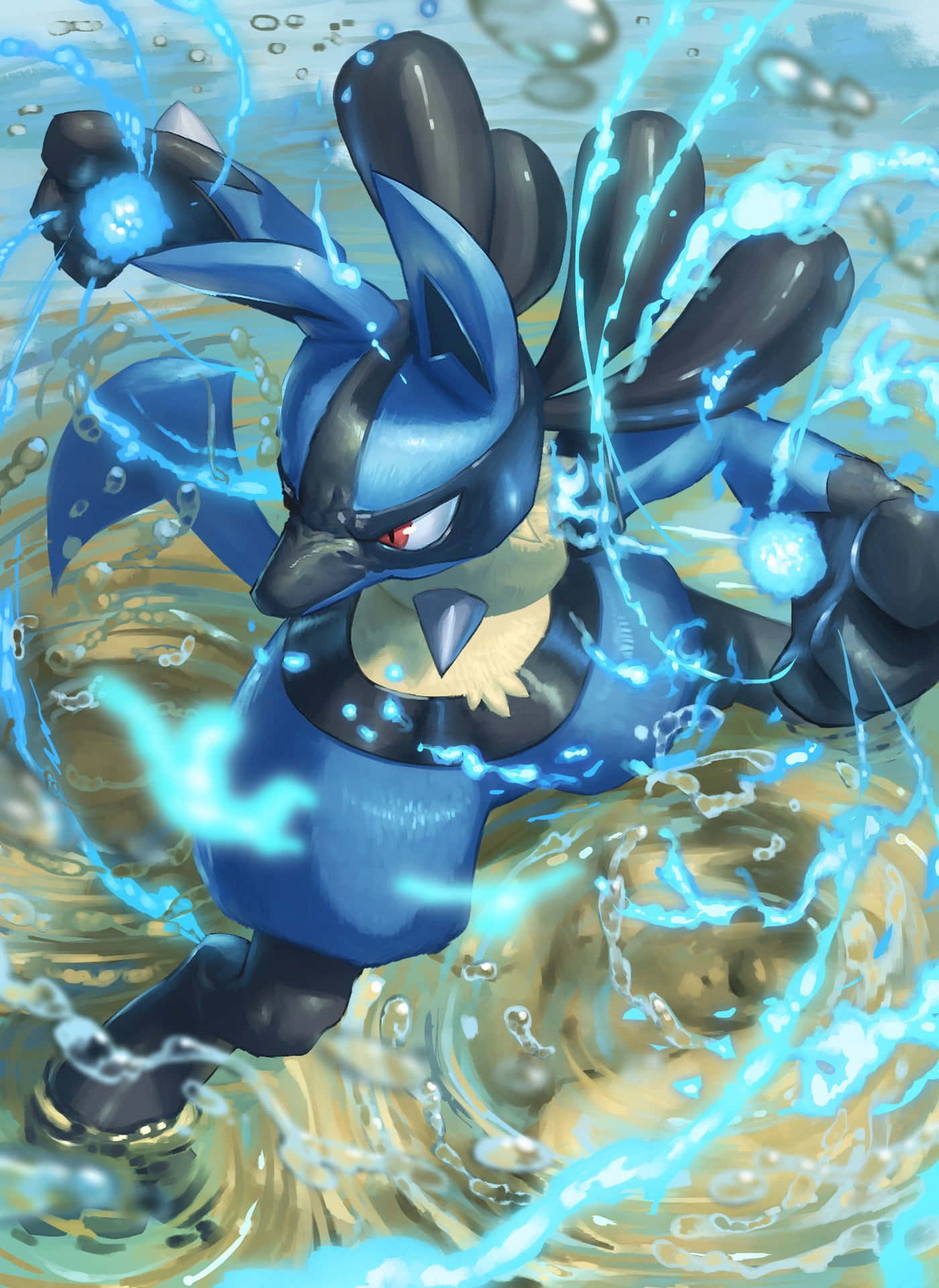 Pokemon Lucario, blue and black, red eyes, Full HD Phone Wallpaper