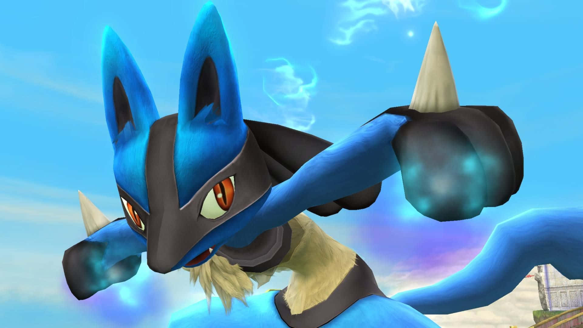 Pokemon Lucario, blue and black, glowing fists, Full HD Desktop Wallpaper