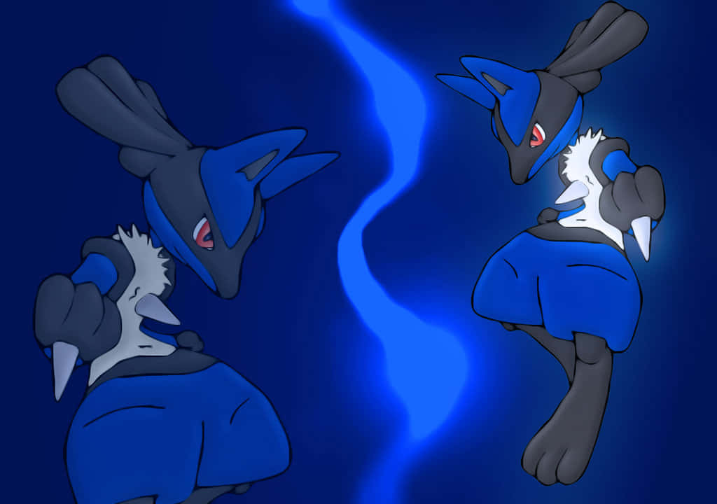 Pokemon Lucario, blue wavy line, glowing blue energy, SD Desktop Wallpaper
