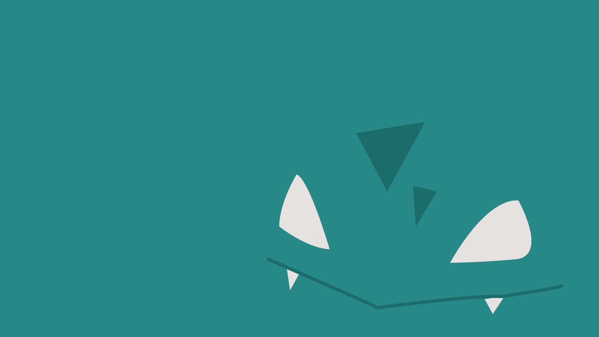 Pokemon Minimalist, teal background, geometric face, Full HD Desktop Wallpaper