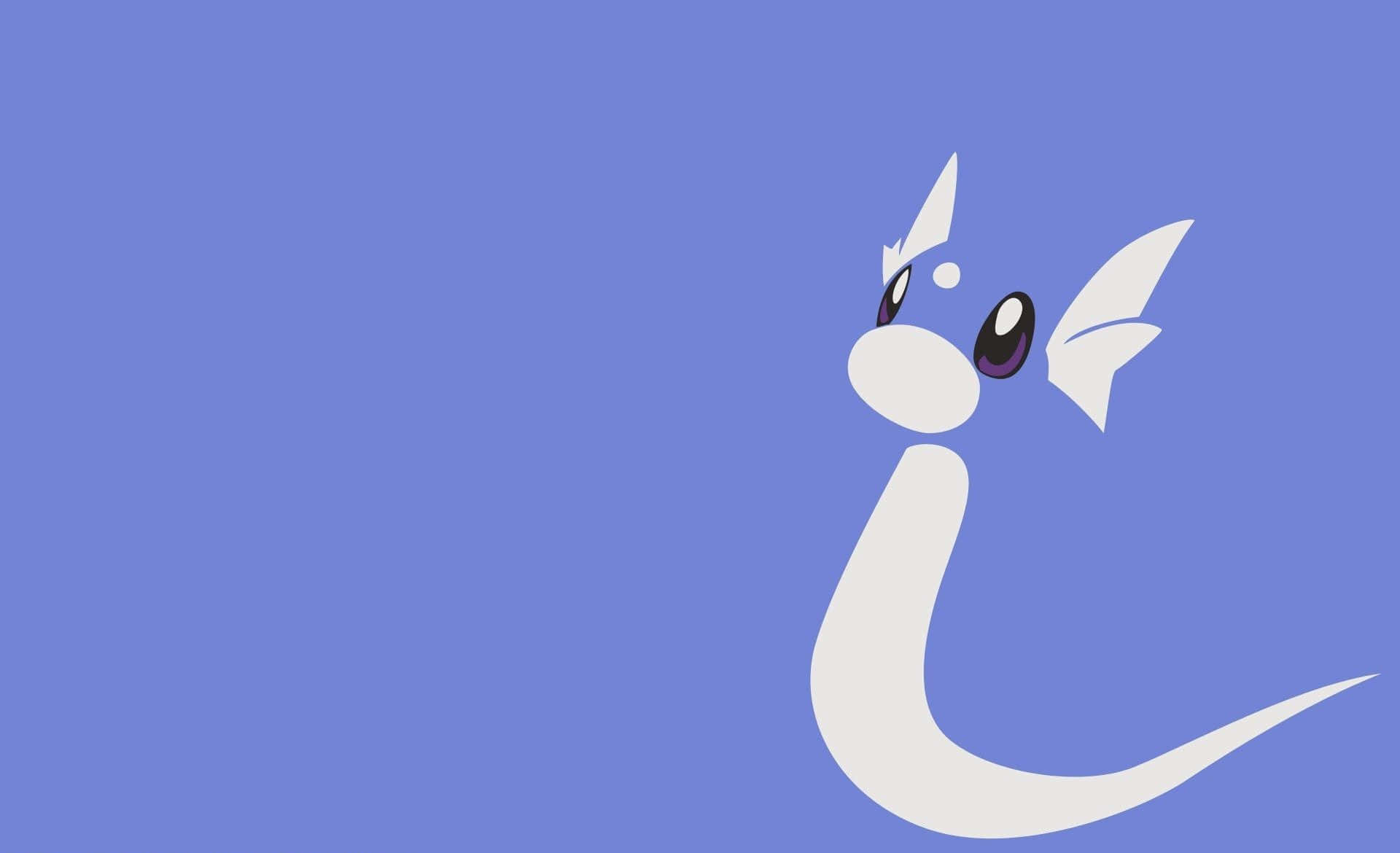 Pokemon Minimalist, white dragon-like creature, large eyes, Full HD Desktop Wallpaper