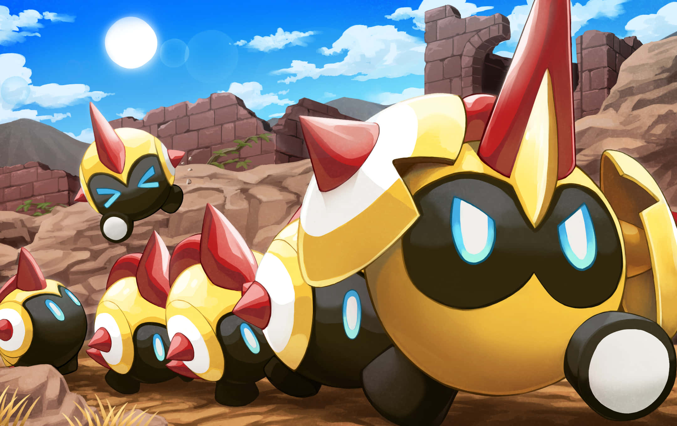 Pokemon Pfp, sunny day, yellow and black armored creatures, Full HD Desktop Wallpaper