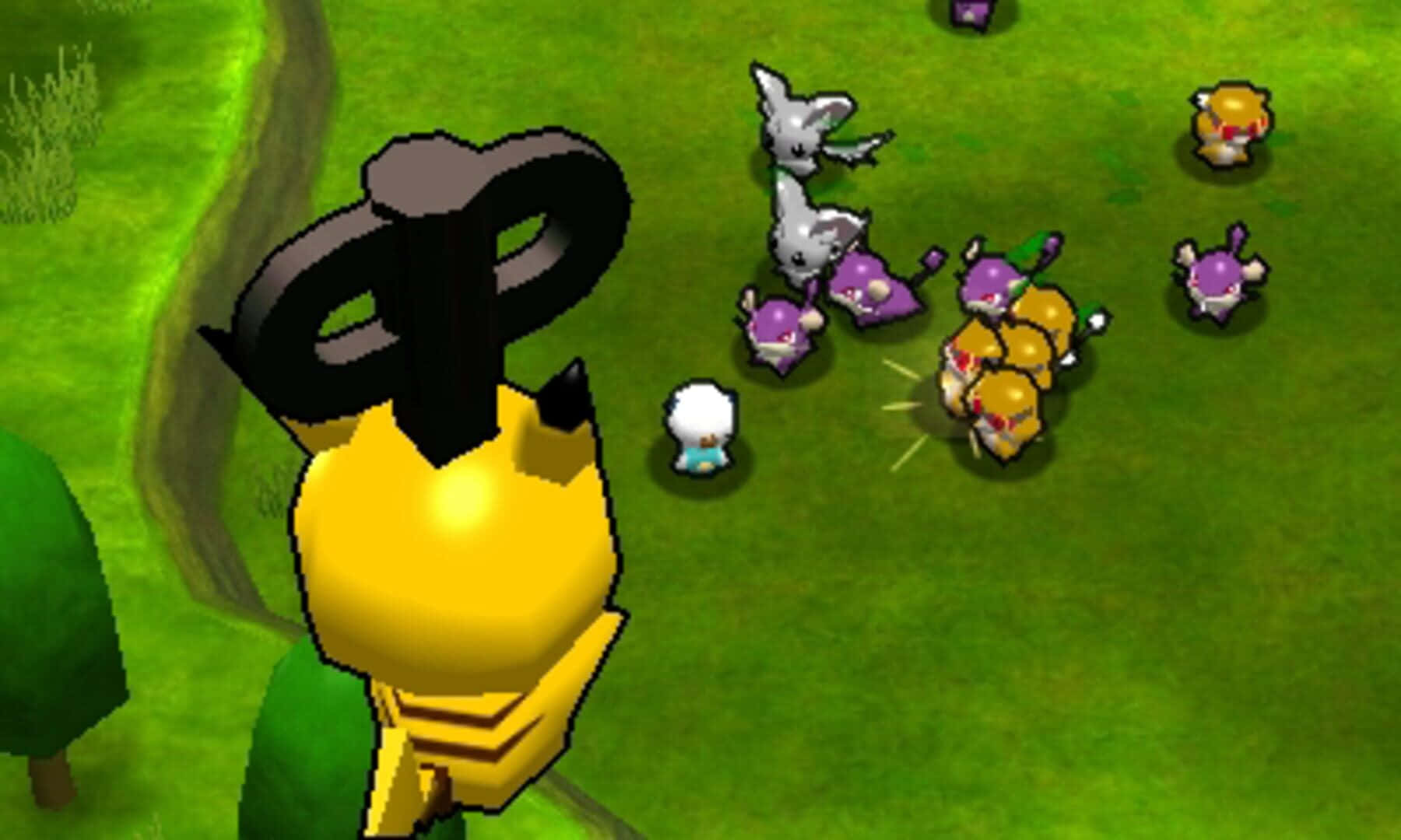 Pokemon Rumble, yellow Pokémon, purple and orange creatures, HD Desktop Wallpaper