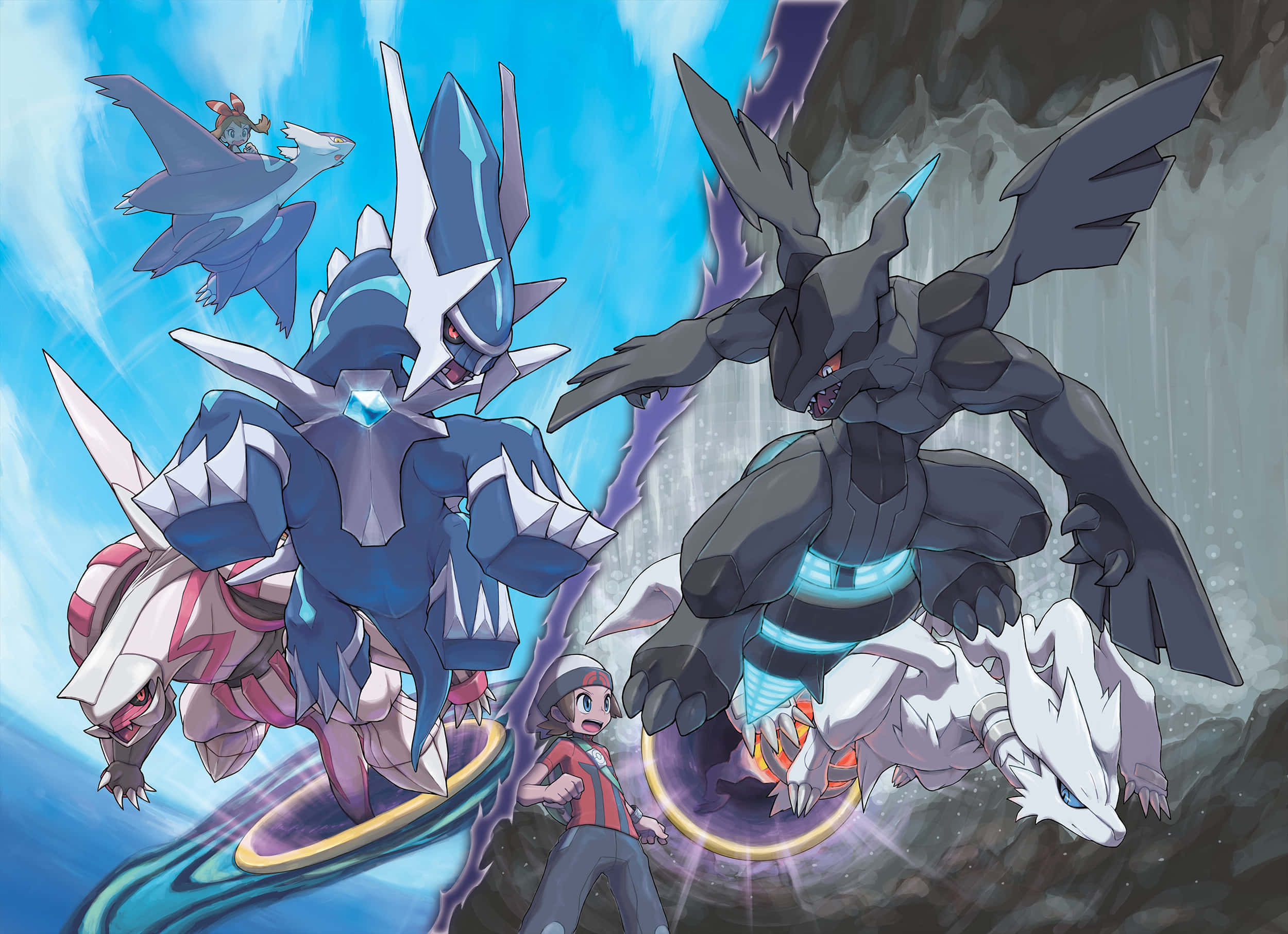 Pokemon Rumble, young trainer, colossal legendary Pokémon, Full HD Desktop Wallpaper
