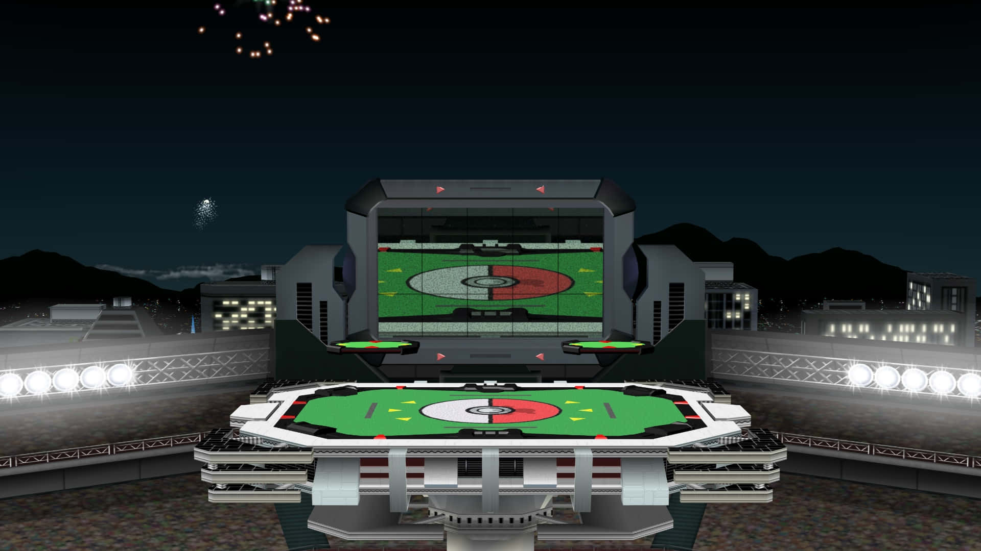 Pokemon Stadium, futuristic stadium, night, Full HD Desktop Wallpaper