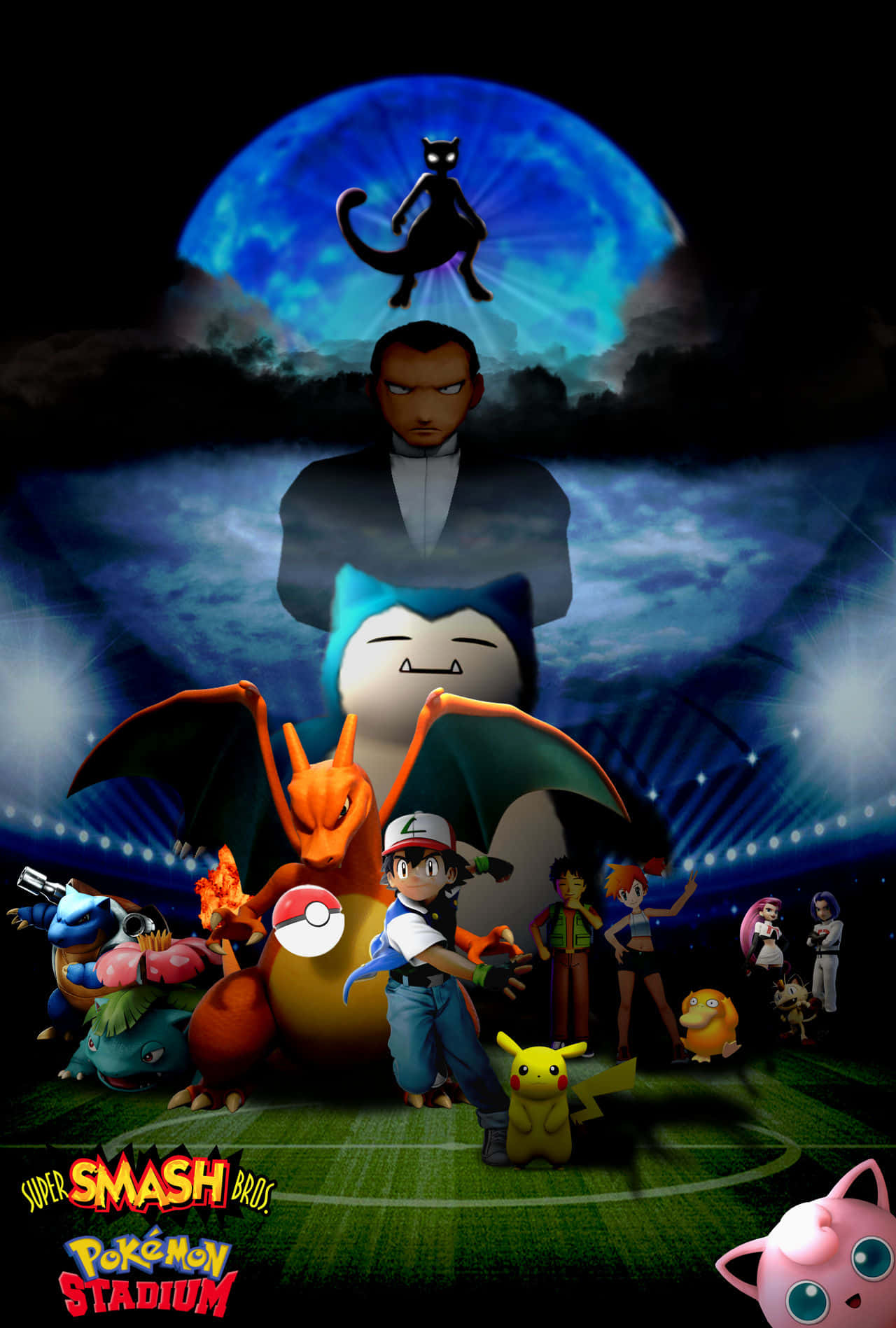 Pokemon Stadium, anime-style, stadium field, HD Phone Wallpaper