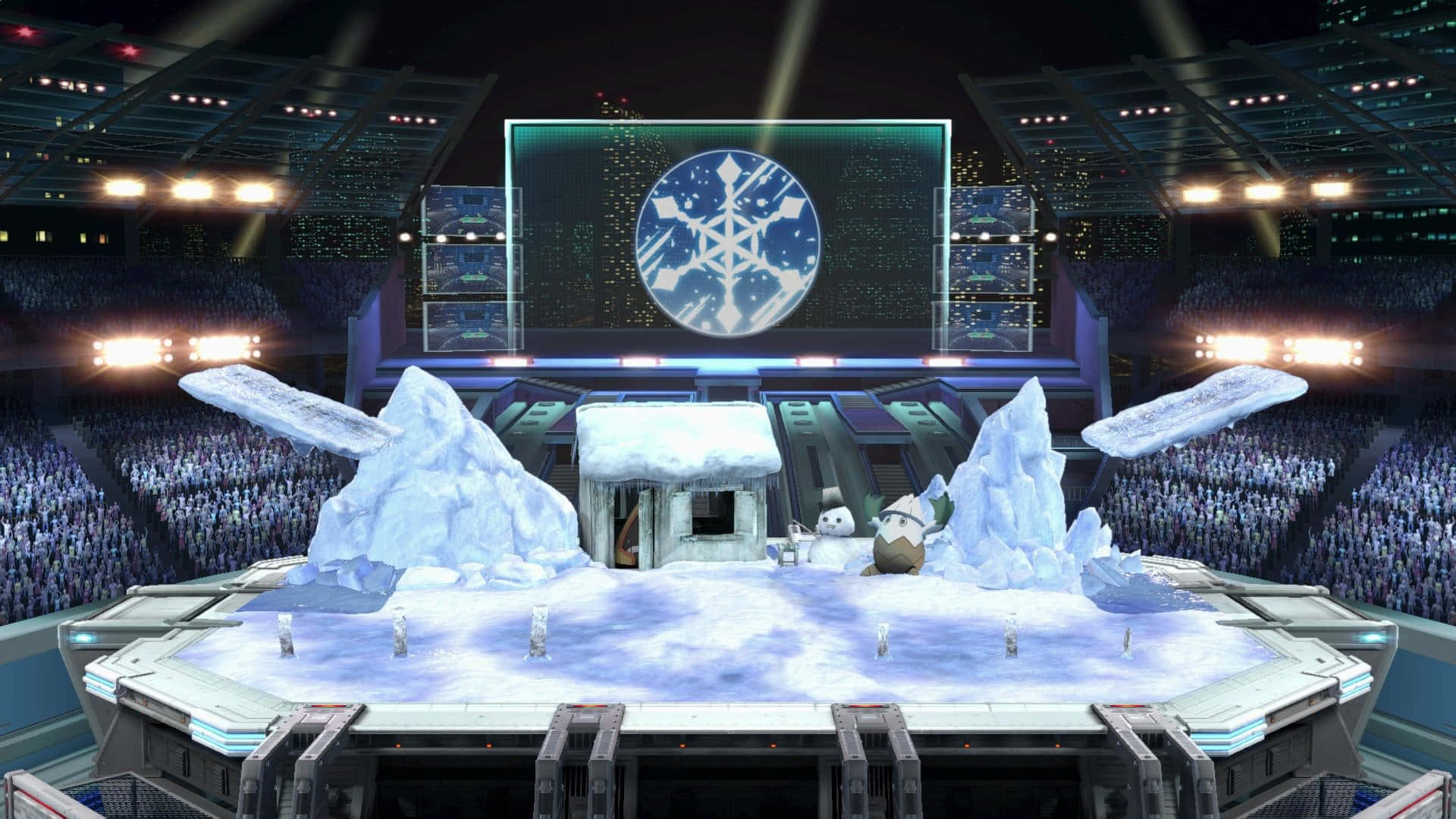 Pokemon Stadium, futuristic ice arena, snowmen, Full HD Desktop Wallpaper
