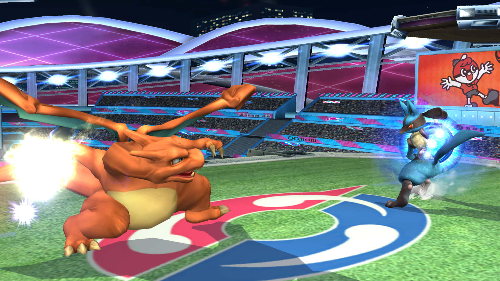 Pokemon Stadium, stadium, starry night sky, Full HD Desktop Wallpaper