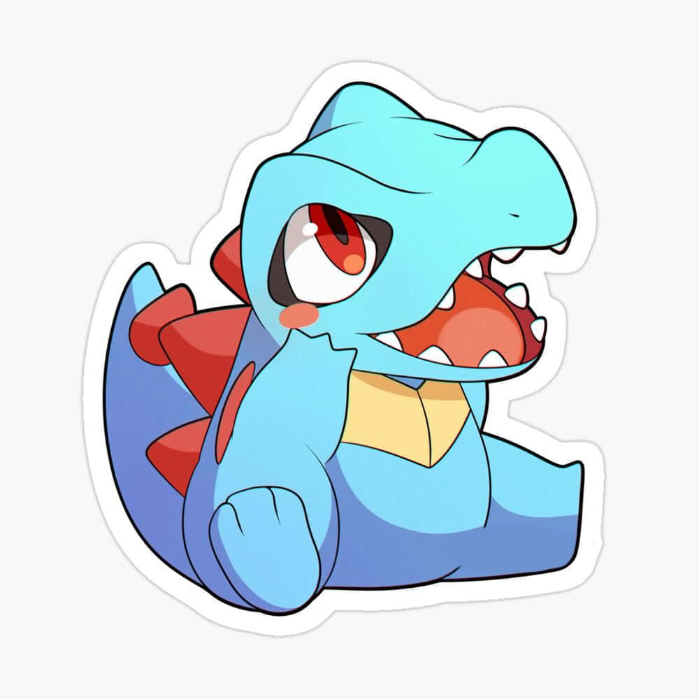 Pokemon Stickers, blue cartoon dinosaur, red spikes, SD Desktop Wallpaper