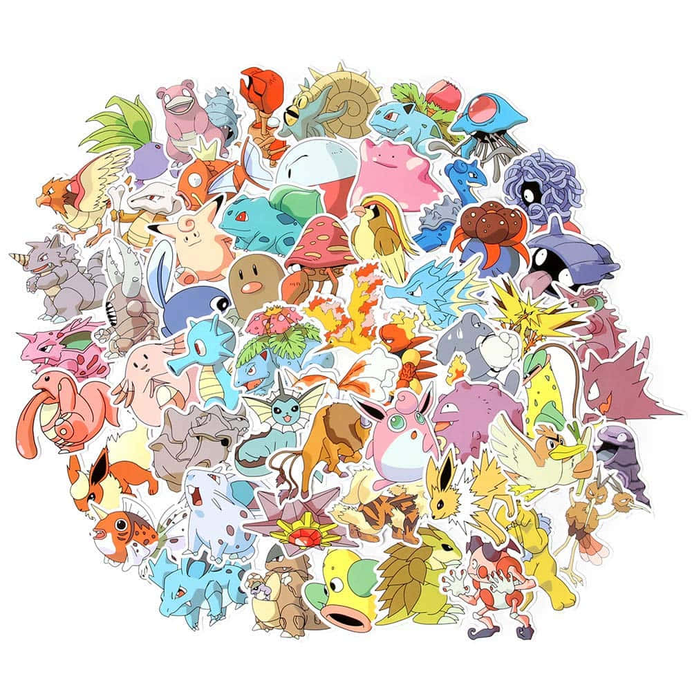 Pokemon Stickers, heart shape, colorful, SD Desktop Wallpaper