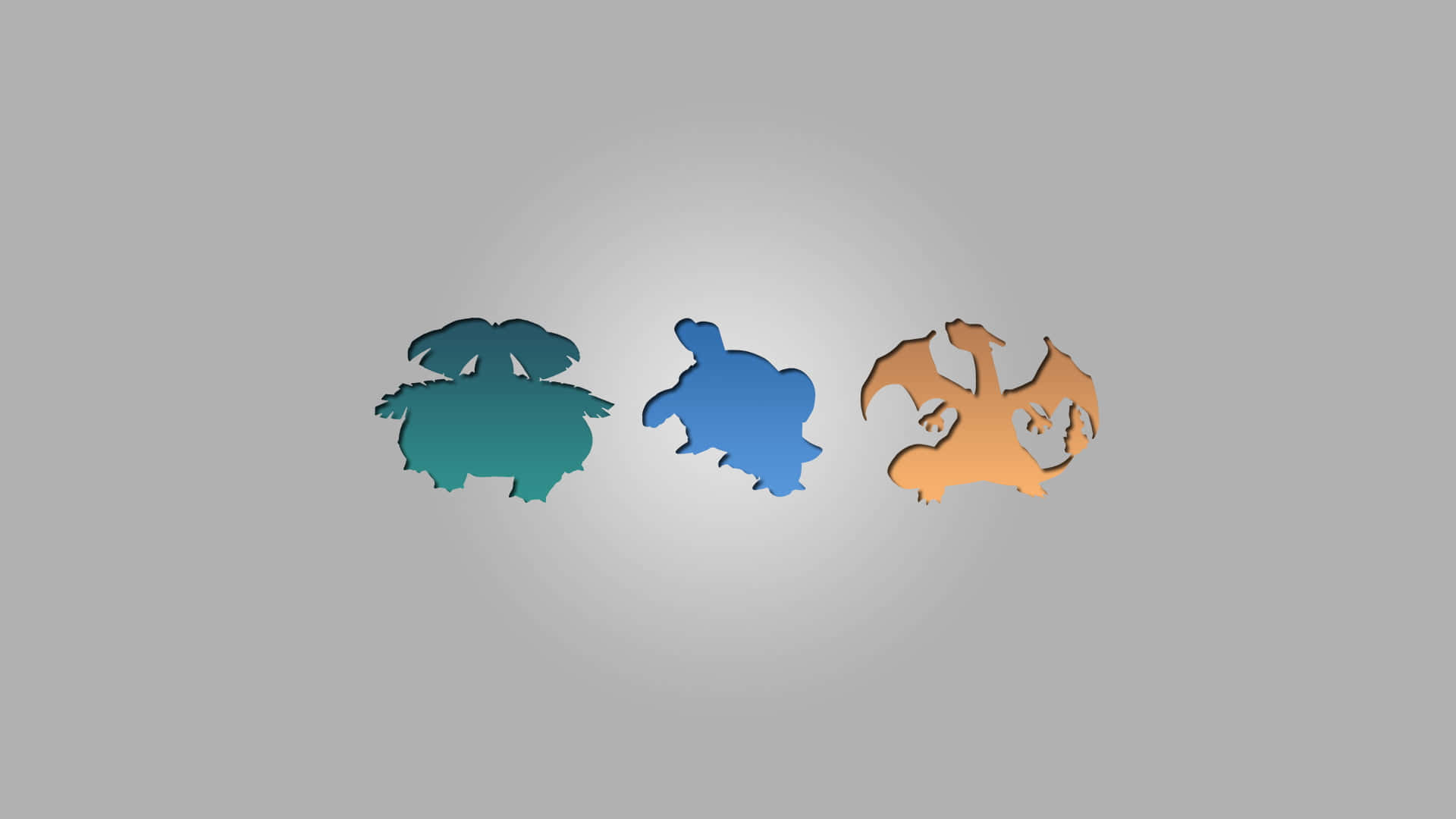 Pokemon Stickers, Pokémon silhouettes, gradient teal blue and orange, Full HD Desktop Wallpaper