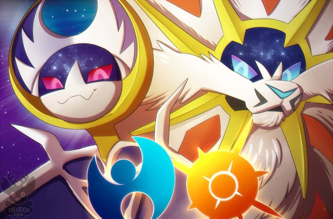 Pokemon Sun and Moon, anime-style, cosmic eyes, SD Desktop Wallpaper