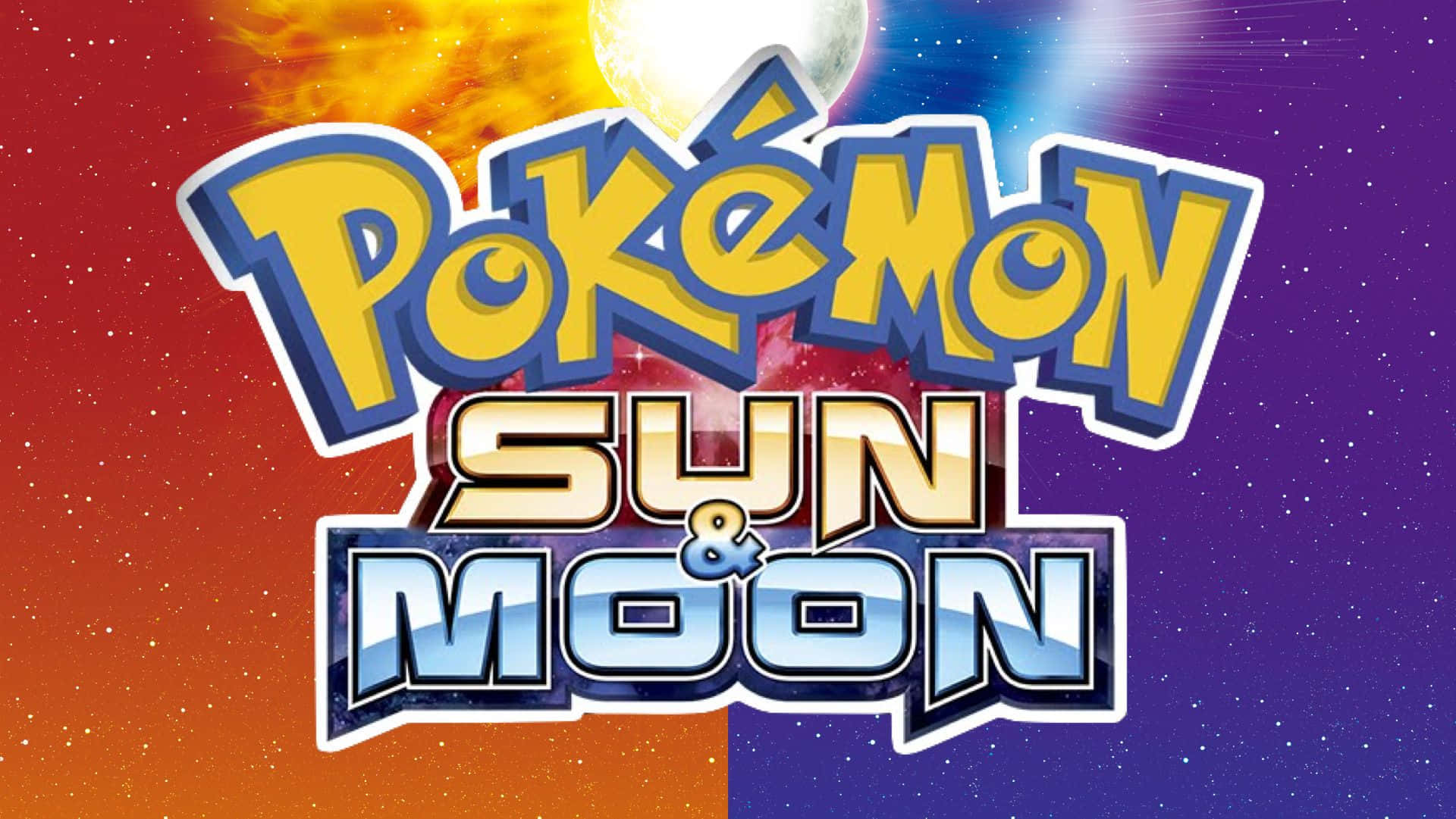 Pokemon Sun and Moon, cosmic backdrop, fiery sun, Full HD Desktop Wallpaper