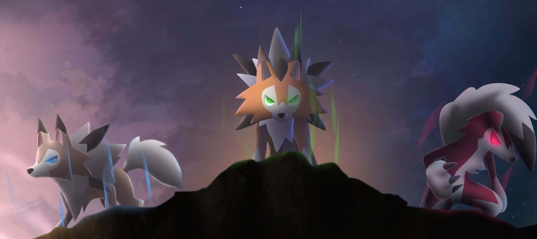 Pokemon Sun and Moon, fox-like Pokémon, rocky outcrop, HD Desktop Wallpaper